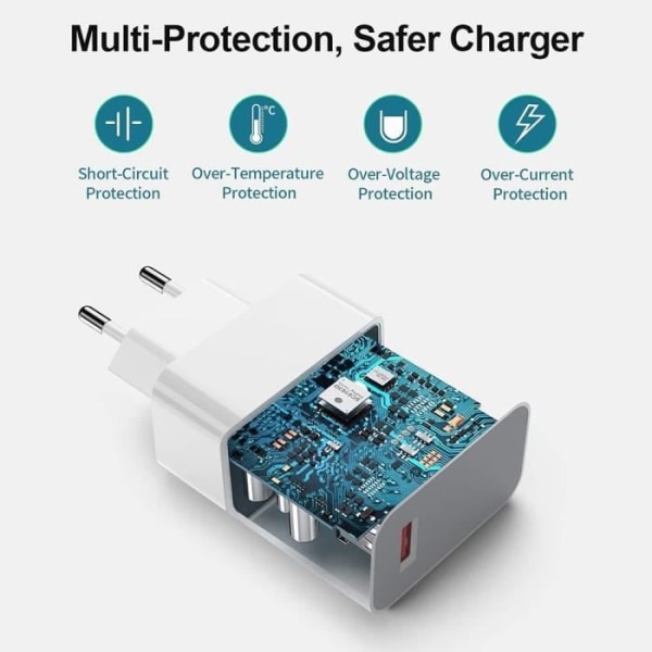 Laddare - E.F.CONNECTION - 33W - USB-A - Snabbladdning - Överhettningsskydd Vit