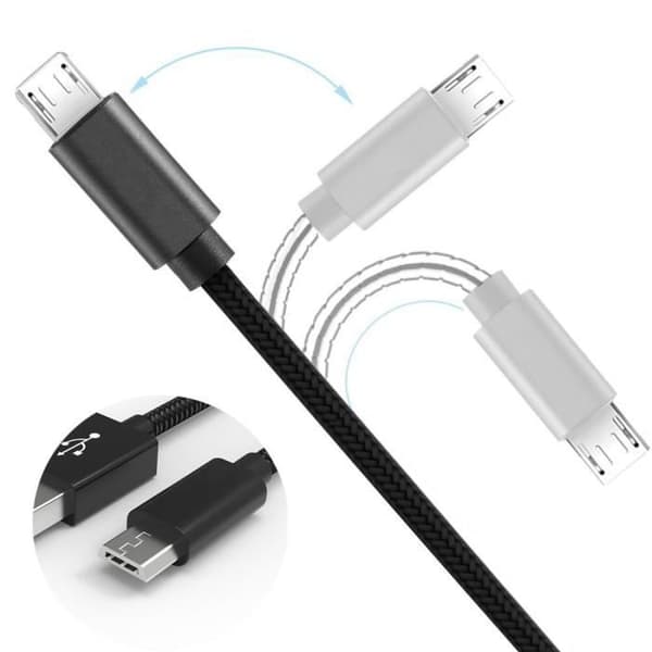 Micro USB-laddningskabel - E.F.CONNECTION - för Samsung Galaxy - 2M - Svart nylon - Kompatibel med Android