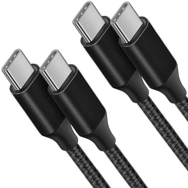 2-pack 3A snabb USB-C till USB-C-kabel för Samsung S22 Ultra S22 S23+ S23 Ultra S21 FE S21 S20 S10 S9 - Förstärkt nylon 1M Svart