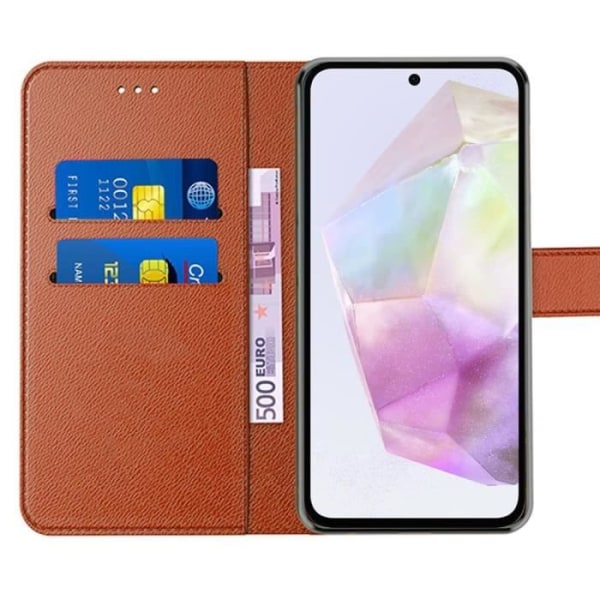 Skyddsfodral - Samsung - Galaxy A35 5G - Stöttålig - PU-läder - Flera stödfunktioner kastanj
