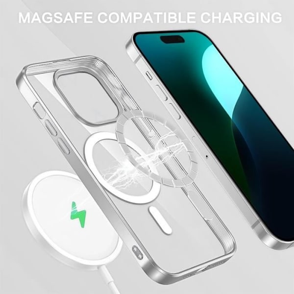 Skyddshölje för iPhone 16 - BOOLING - Transparent - Mjuk - Magnetring - Silverfärgad Silver