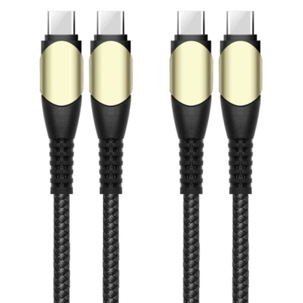 Paket med 2 60W snabb USB-C till USB-C-kabel för iPhone 15 Pro, iPhone 15 Pro Max, iPhone 15 Plus, iPhone 15 - Robust Nylon 1M Svart