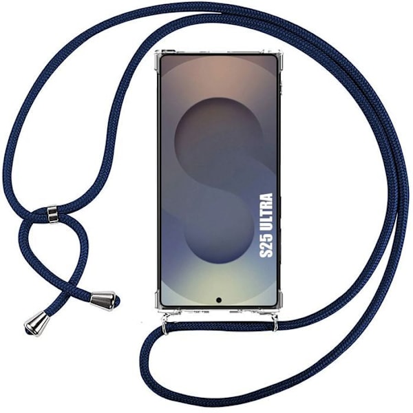 Coque för Samsung Galaxy S25 Ultra - med Handledsband Blå Marin - BOOLING® Transparent
