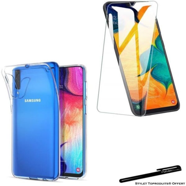 Skyddsfodral - Toproduits® - Samsung A50 - Transparent - Härdat glas - Reptåligt Transparent