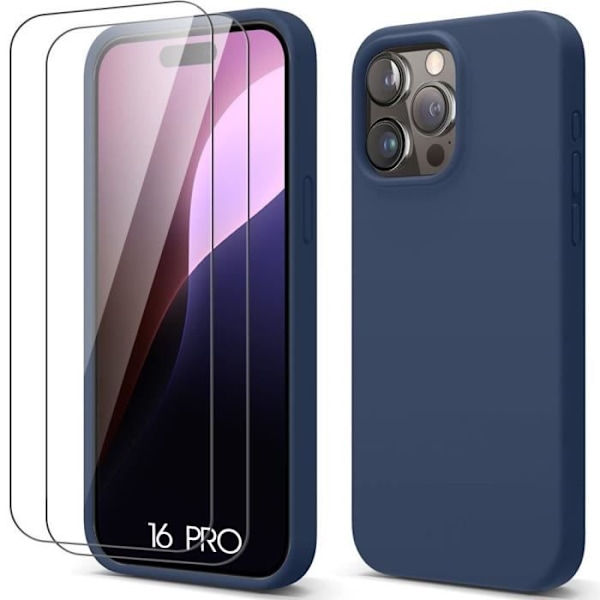 Skyddsfodral - BOOLING - iPhone 16 Pro - Mjukt Silikongummi - Repbeständig - Mörkblå marinblå
