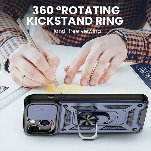 Coque - BOOLING - för iPhone 14 Plus - Stötresistent - Rotationsstöd - Mörkblå marinblå