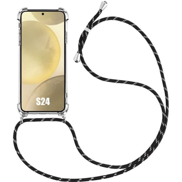 Stötsäkert fodral för Samsung Galaxy S24, förstärkt skydd med svart sladd