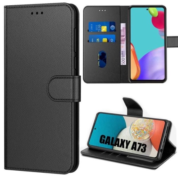 Etui til Samsung A73 5G (6,5") Solid Læder Effekt Design Elegant magnetisk lukning Sort Svart