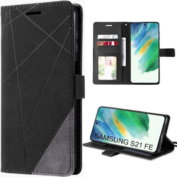 Fodral till Samsung Galaxy S21 FE - BOOLING - Svart - Repskydd - PU-läder Svart