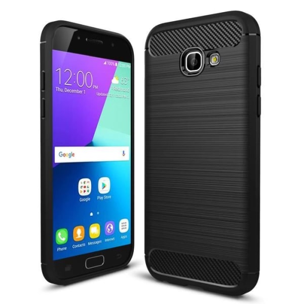 För Samsung Galaxy A5 2017 SM-A520F, Stötsäkert fodral mot kolfibermönster Tunt mjukt silikon TPU gelskydd - svart