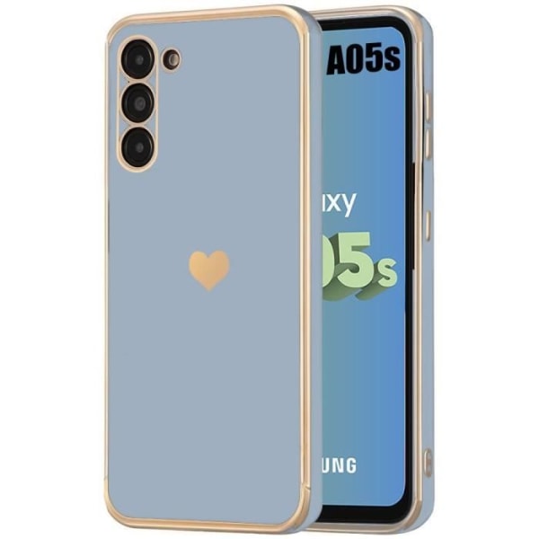 Fodral för Samsung Galaxy A05s (ej för A05), flytande silikon med kärlekshjärta pläterat mönster, stötsäkert skydd, blå