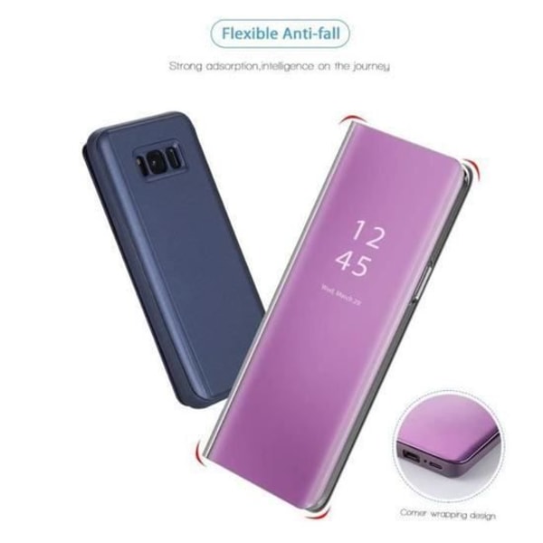 Etui til Samsung Galaxy S9 Plus Cover Cover Transparent Stående Support Spejl Stødsikker mobiltelefon Samsung S9 Plus-Lilla