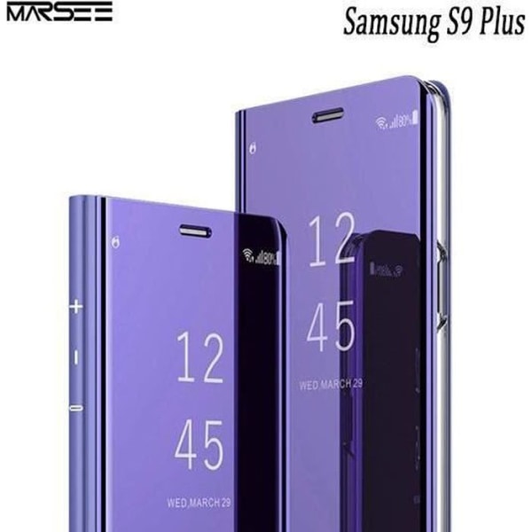 Etui til Samsung Galaxy S9 Plus Cover Cover Transparent Stående Support Spejl Stødsikker mobiltelefon Samsung S9 Plus-Lilla