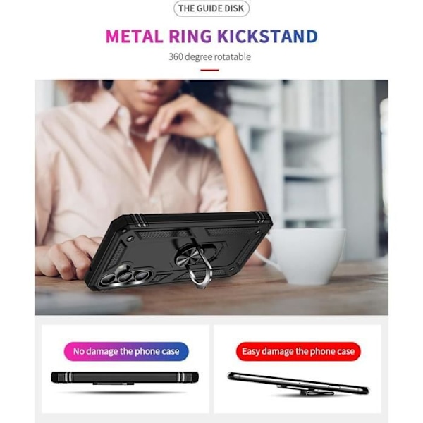Skyddsskall – Samsung – Galaxy S23 FE – Styv – Stötabsorberande – 360° svängbar ställning Svart