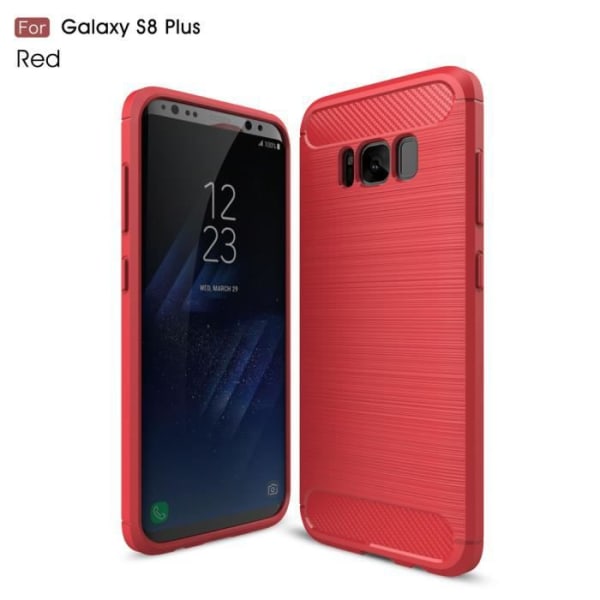 Etui til Samsung Galaxy S8 Plus Premium Cover Carbon Fiber Ultra-let blødt gummi TPU Silikone Beskyttende Rød