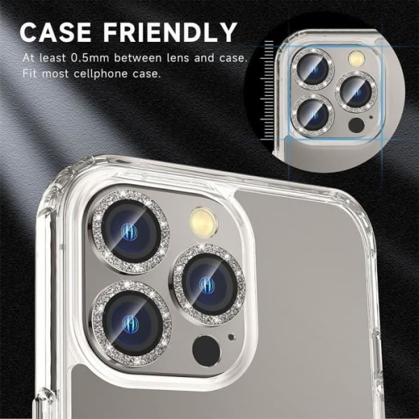 Kameraskydd för iPhone 15 Pro -15 Pro Max - Härdat glasskydd Aluminiumkontur Naturlig titanfärg