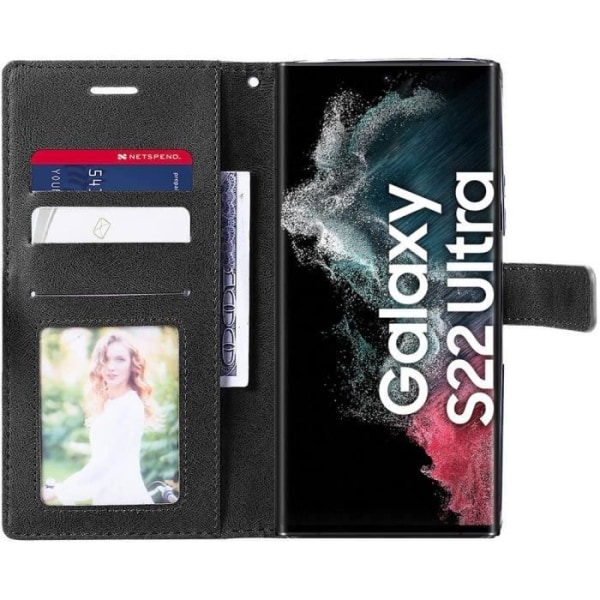 Fodral till Samsung Galaxy S22 Anti-Scratch Skyddande Syntetläder Bicolor Brun-Svart kastanj