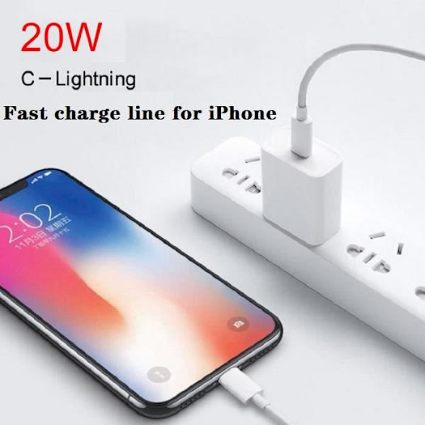 20W Laddare Strömadapter för iPhone 12 Pro Max USB-C Port Snabbladdning 3.0 EU väggkontakt USB Typ C Laddningskabel, 1m