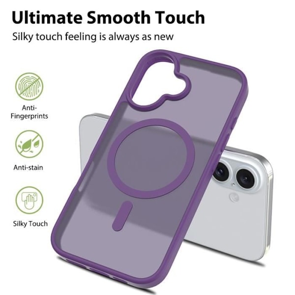 Skyddsbakcover - Ej specificerat - iPhone 16 Plus - Mörklila - Hybrid - Trådlös laddning Mörklila