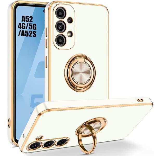 Coque - BOOLING - för Samsung Galaxy A52/A52s 5G - Stöttålig - Ringstöd - Vit Vit