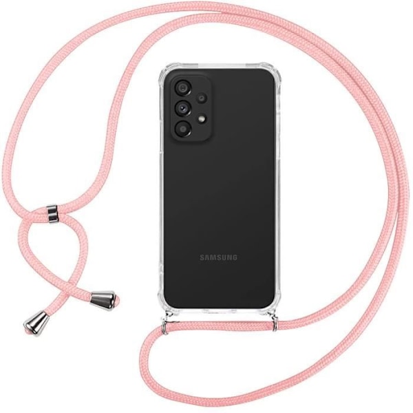 Skyddsfodral - Samsung - A73 5G - Fjäderlätt - Rep-skydd - Justerbar axelrem rosa Transparent-rosa