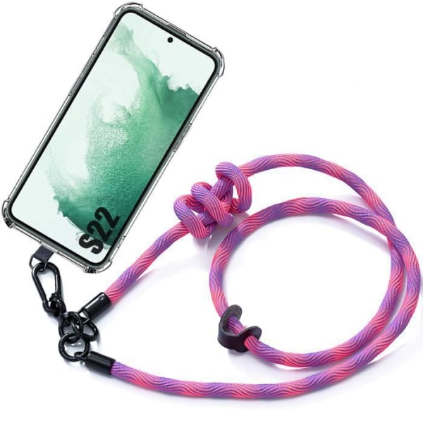 Mjukt skyddsfodral för Samsung Galaxy S22 - BOOLING - Transparent-Rosa - Stötsäkert - Avtagbar sladd Transparent-rosa