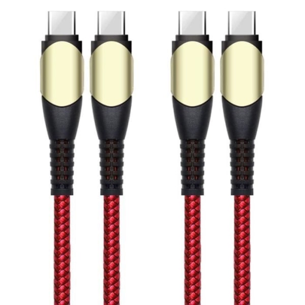 2 USB-C till USB-C-kabel 60W snabbladdning för iPhone 15, iPhone 15 Plus, iPhone 15 Pro, iPhone 15 Pro Max - Nylon 1 Meter Röd