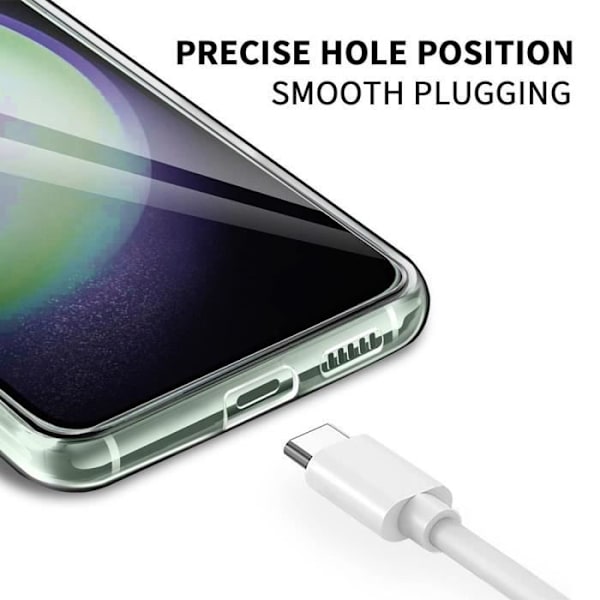 Fodral + 2 härdade glasögon för Samsung Galaxy S24 FE (ej för S24), genomskinligt stötsäkert silikonskydd