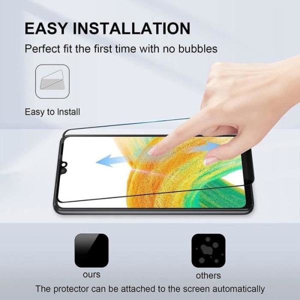 Pack-3 helt härdat glas för Samsung Galaxy A33 5G - BOOLING - Stötsäkert skydd Transparent med svart kant
