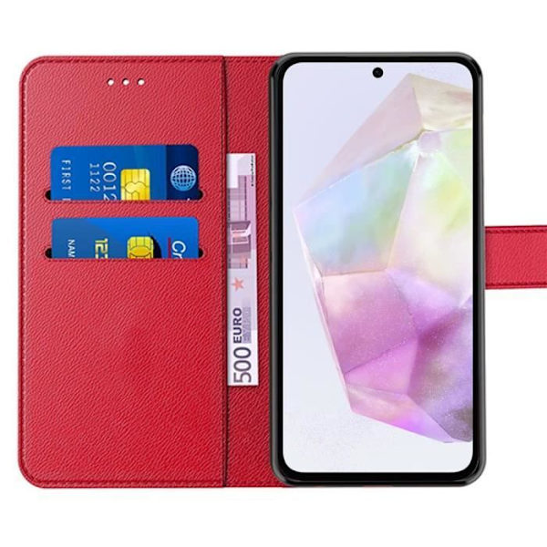 Skyddsskal - Samsung - Galaxy A35 5G - Stötabsorberande - Syntetiskt läder - Röd Röd