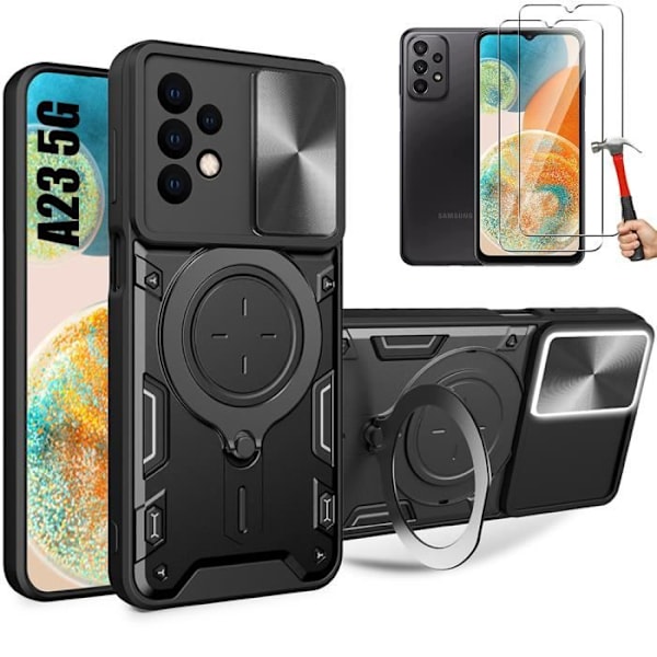 BOOLING Hårt skyddsfodral till Samsung Galaxy A23 5G - Svart - Med stöd för kamerafodral Svart