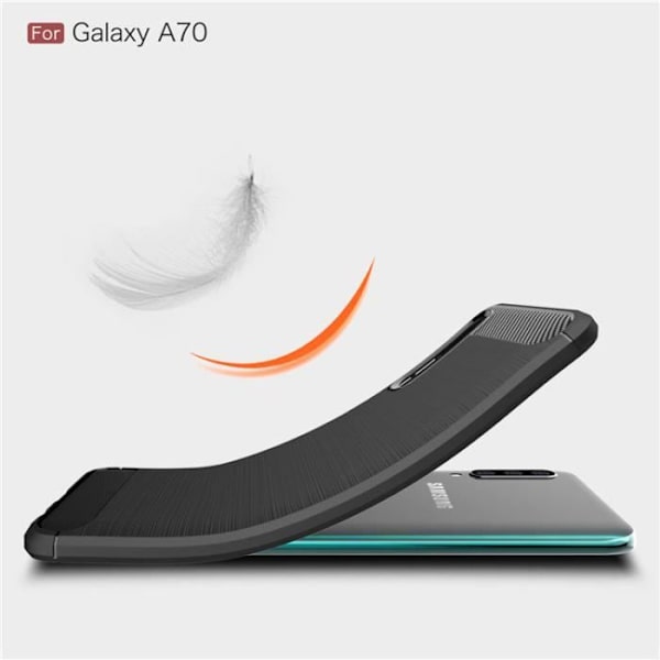 Fodral kompatibelt för Samsung Galaxy A70, Silikon Anti-Scratch Fodral Kolfiber Skyddsskal - Röd