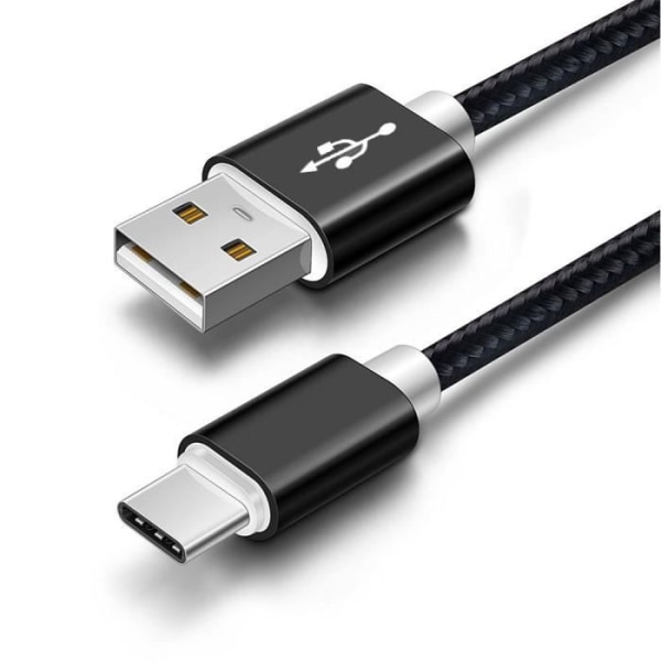 USB Typ C-kabel, 2-pack, 1M - svart nylon