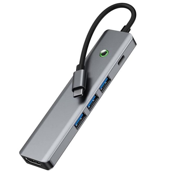 4K USB-C till HDMI-adapter med USB 3.0-port, 100W PD, LED-knappindikator, 6 i 1 Adapter Hub för MacBook Air-Pro iMac