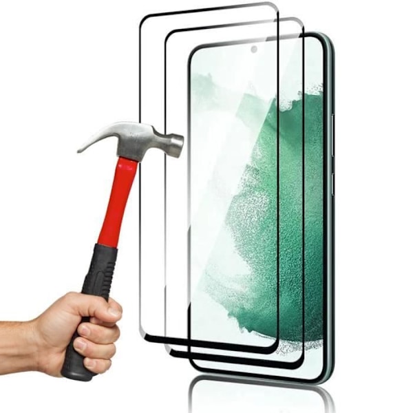 [2 delar] Härdat glas för Samsung Galaxy S22 Plus - 3D Fullständigt skydd med svarta kanter Transparent med svart kant