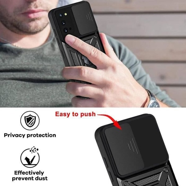Skyddsfodral för Samsung S20 (6,5") - PROSHOP - Svart - Army Style - Härdat glas - Ringhållare Svart