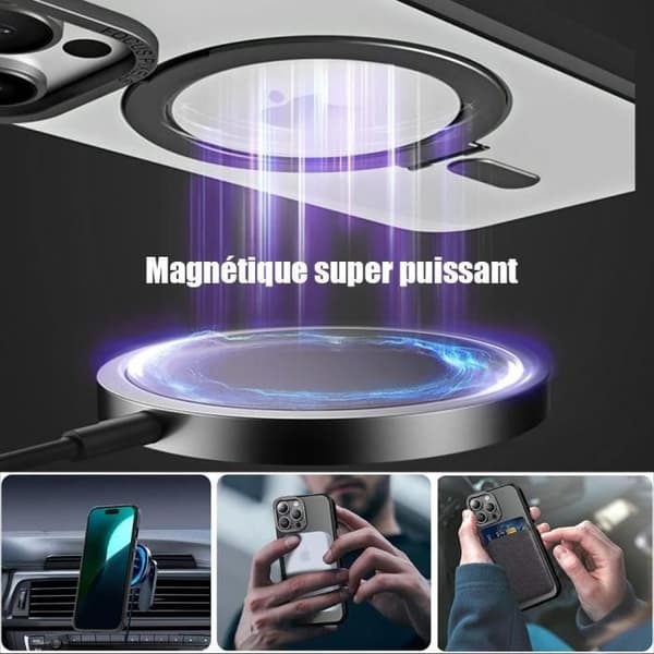 Skyddshölje - BOOLING - för iPhone 16 - Stötsäker - Magnetisk Ringstöd - Svart Svart