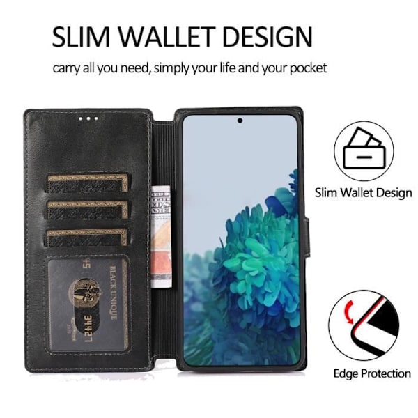 Fodralfodral för Samsung Galaxy S21 Svart, stötsäkert skyddsfodral i PU-läder med magnetisk stängning Svart