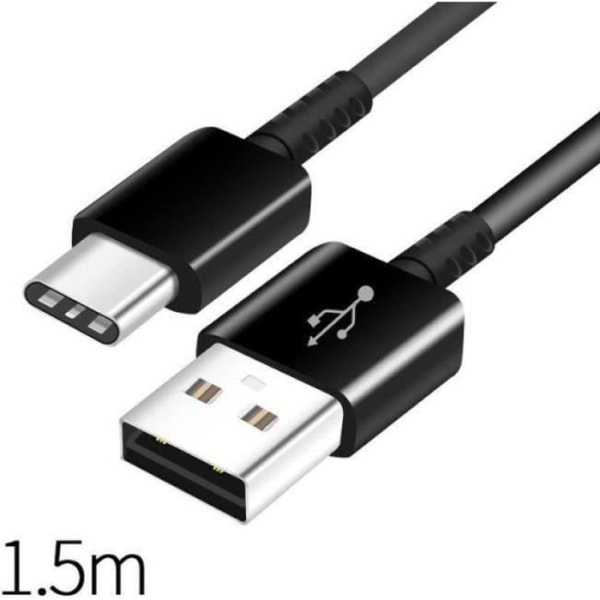 Typ C till USB-kabel, 1,5 M Data Sync Laddningskabel, för Samsung Galaxy A3 A5 A7 S8 S9 S10 - Svart
