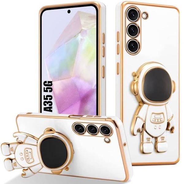 Fodral till Samsung Galaxy A35 5G, stötsäkert silikonskydd med 3D Astronaut Support - Vit