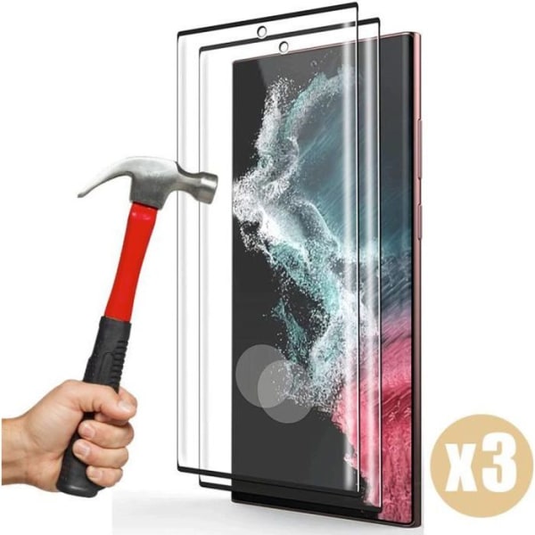 [Pack 3] Härdat glas för Samsung S22 Ultra Shockproof Integral Transparent Screen Protector Svart