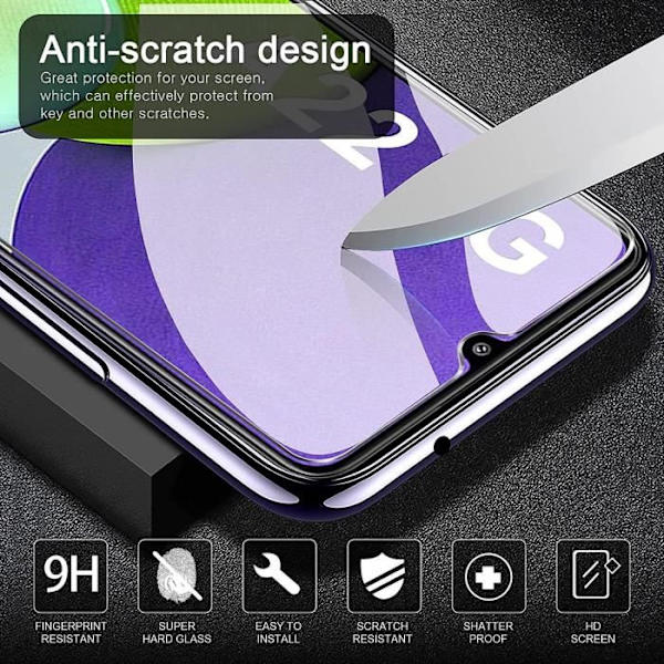 Coque en silicone - BOOLING - för Samsung Galaxy A22 - Transparent - 2 härdade glas - 2 kameraskydd Transparent