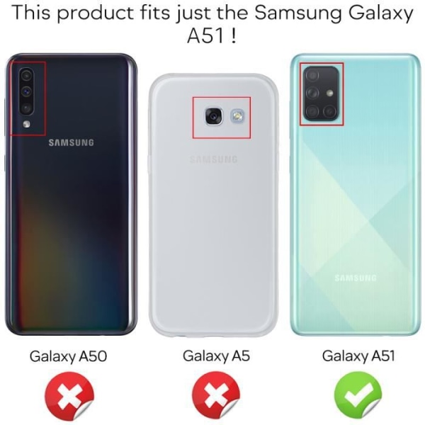 360 graders fodral kompatibelt med Samsung Galaxy A51, genomskinligt heltäckande komplett bakfodral & frontskärmskydd,