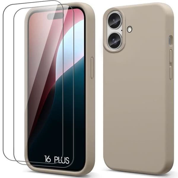 Skyddsskal för iPhone 16 Plus - BOOLING - Flexibelt - Flytande Silikon - Matt - Beige Beige