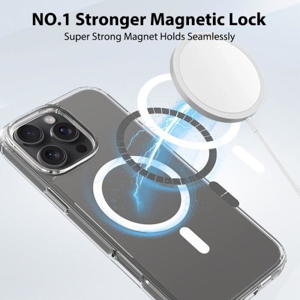 Cover til iPhone 16 Pro Max med magnetisk cirkel stødsikker gennemsigtig beskyttelse Transparent