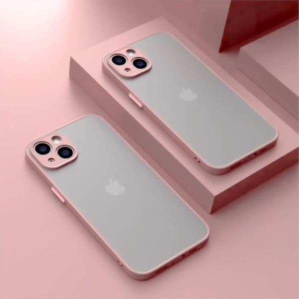 Cover til iPhone 13 Pro (6.1") Stiv hård frostet anti-chok beskyttelse Lys farve + Justerbar skulderrem Pink Rosa