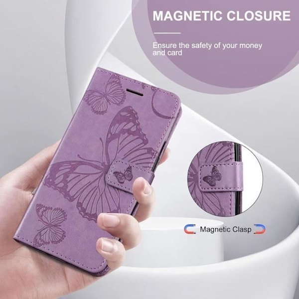 Skyddande skal - Samsung - Galaxy S20 FE - Lila Syntetiskt Läder - Fjärilsdesign - Magnetisk Stängning Lila
