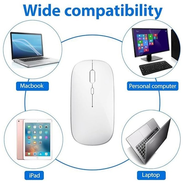 Bluetooth-mus - BOOLING - Kompatibel med iPad, Tablet, Macbook, Dator - Vit Vit