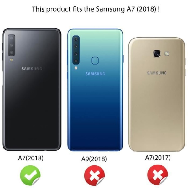 Helkroppsfodral för Samsung Galaxy A7 (2018), skyddskåpa Stötsäkert skyddsfodral och transparent härdat glas från NALIA