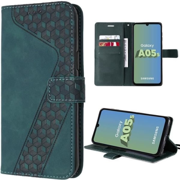 Skyddshölje - Samsung - Galaxy A05s - Syntetiskt läder - Stötabsorberande - Kortfickor Nattgrönt